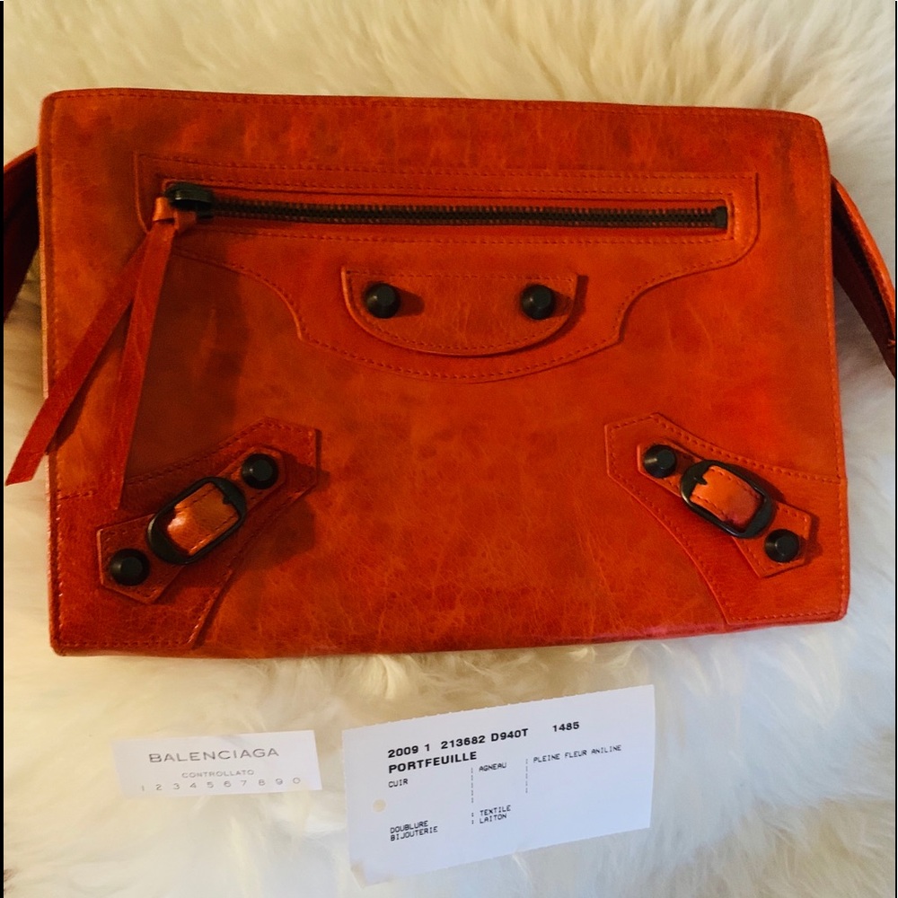 Brand New Balenciaga Travel Clutch Sienna Orange